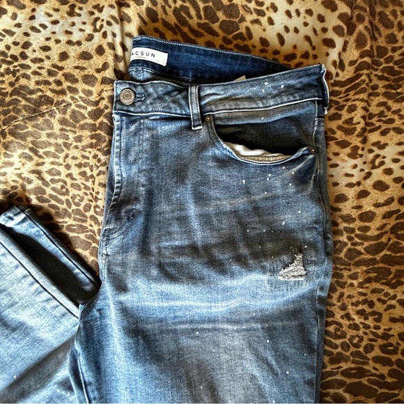 PacSun Dark Wash Distressed Skinny Stacked Comfort Stretch Jeans 36 x 32 - Picture 5 of 10